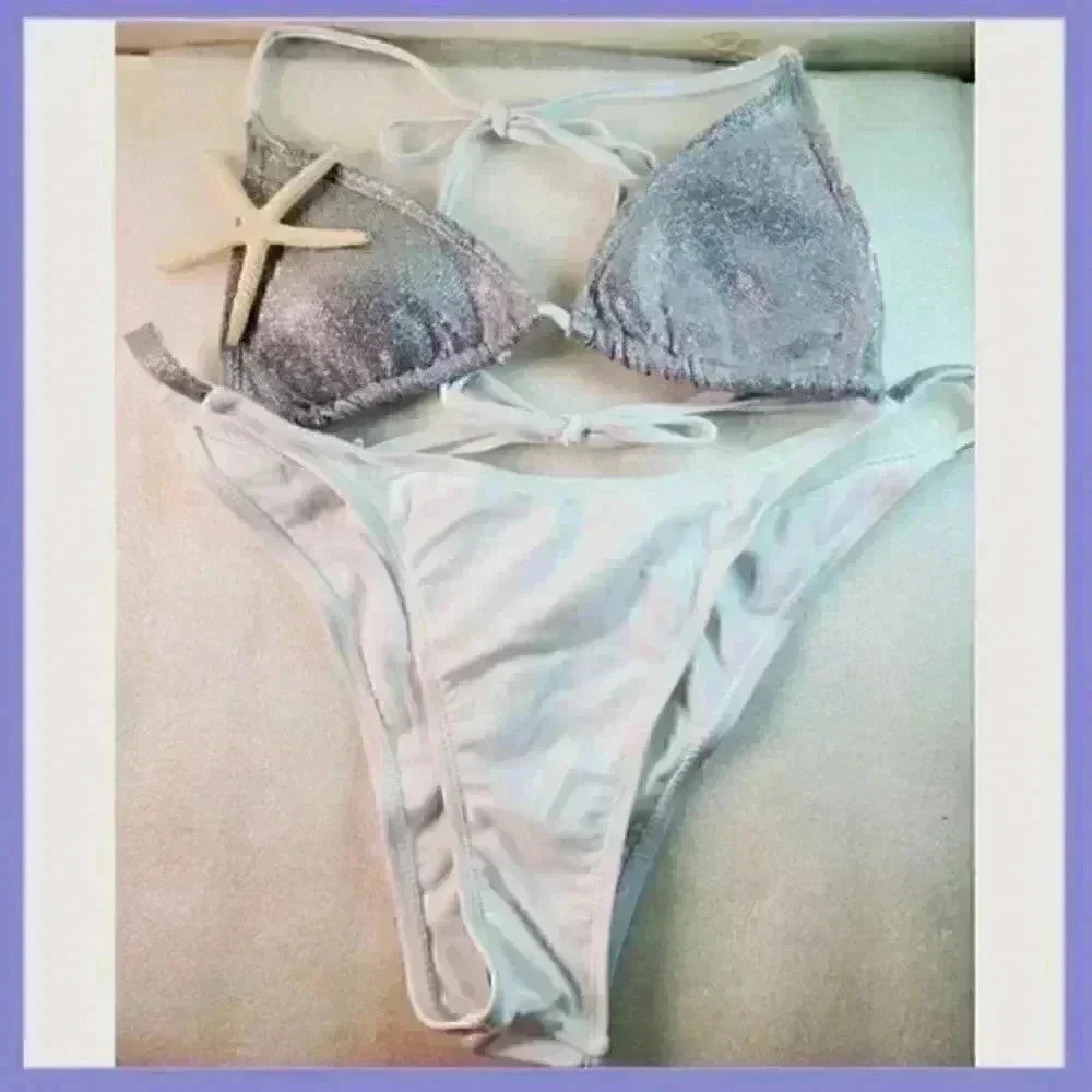 ✨ Super Sexy Silver & White Glitter Bikini ✨ - Picture 2 of 7